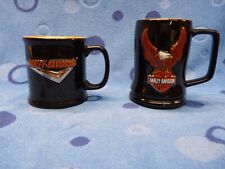 2000 & 2002 Harley Davidson Coffee Mug Cup 3D Eagle & Shield Logo Black Orange picture